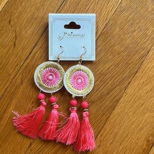 Pink & Gold Dreamcatcher Disc earrings